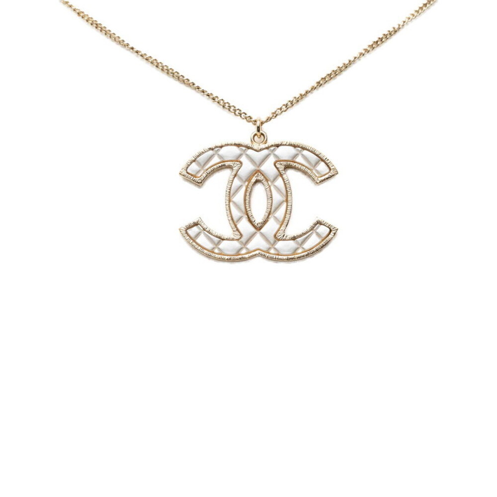 CHANEL White Logo Necklace